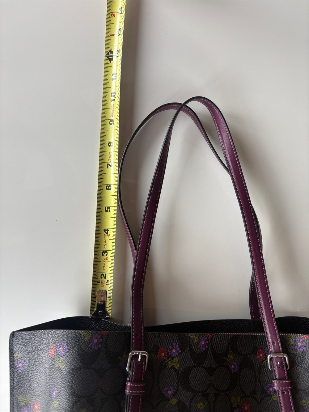 COACH Signature Mollie Floral Tote in Purple and Gray - Picture 7 of 12